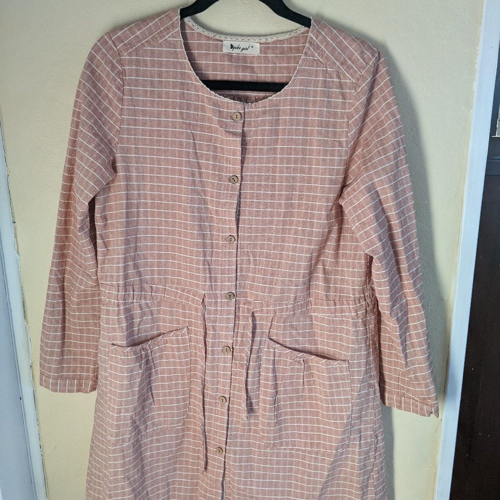 Yoko Girl Pink Gingham Dress / linen babydoll